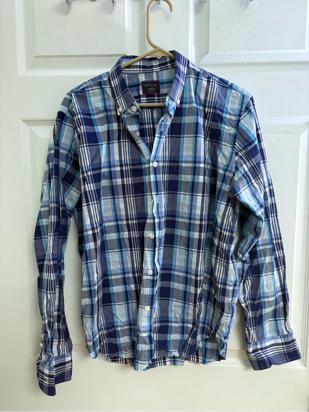 UNTUCKit Men's Blue Plaid Button-Down Shirt